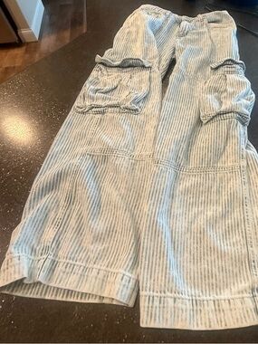 Womens Lt Blue Striped Cargo pants